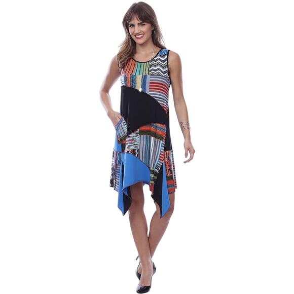 Parsley & Sage Joana patchwork asymmetrical dress womens medium boho tribal - Picture 1 of 9